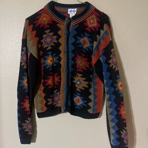 Multi Color 100% Cotton Long Sleeve Sweater Size Small